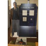 DR WHO INTEREST - TWO FREE STANDING CARDBOARD FIGURES, The Tardis and David Tennant, unidentified