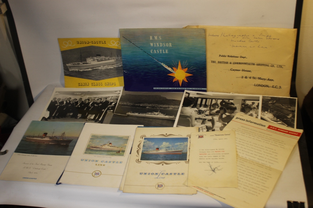 A QUANTITY OF EPHEMERA RELATING TO THE UNION-CASTLE SHIPPING LINE IN THE 1960S, including menus,