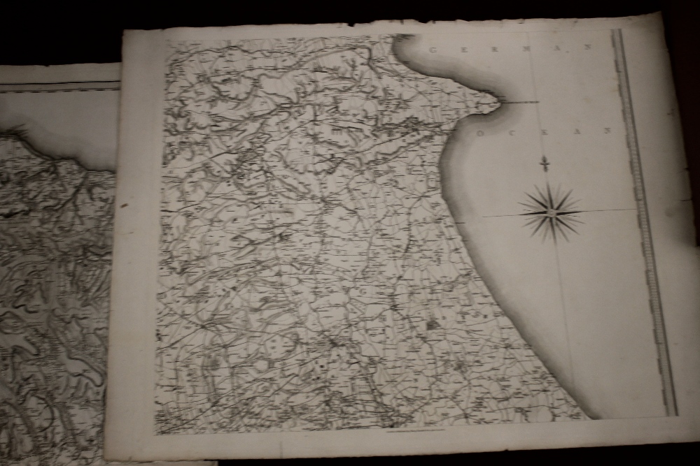 HENRY TEESDALE LARGE SCALE MAP OF YORKSHIRE, 1828, in 9 large separate sections on paper with a view - Image 5 of 10