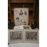 A COLLECTION OF ASSORTED PRINTS, ENGRAVINGS, AND ORIGINAL DRAWINGS,