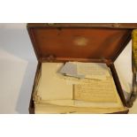 A SMALL LEATHER CASE CONTAINING ASSORTED PRINTS, EPHEMERA ETC. to include Punch prints,