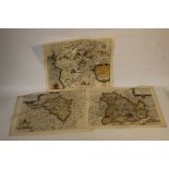 SAXTON KIP MAPS OF WELSH COUNTIES - RADNOR, BRECKNOC AND MERIONITH, c.1607, later hand colour (3)