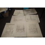 TWELVE UNCOLOURED ETCHINGS' OF VARIOUS COLLEGE'S to include "Magdalen College", "Brasenose"