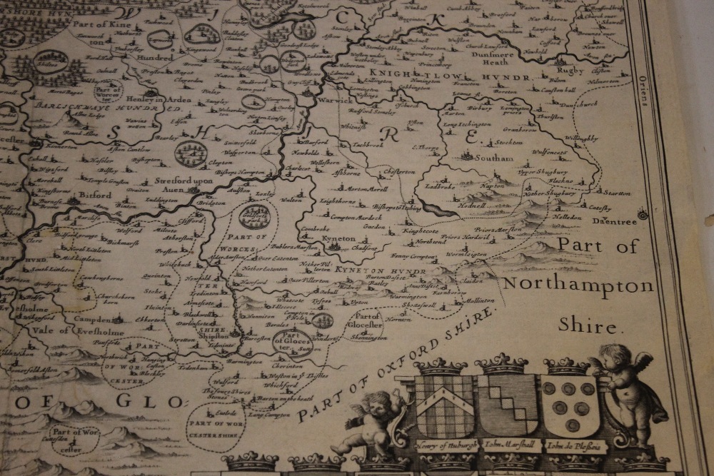 JAN JANSSON MAP OF WARWICKSHIRE AND WORCESTERSHIRE, c.1647, German text on back, uncoloured, - Image 7 of 10