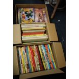 TWO BOXES OF ANNUALS to include Beano, Dandy, Fantastic Four etc. together with a box of mainly