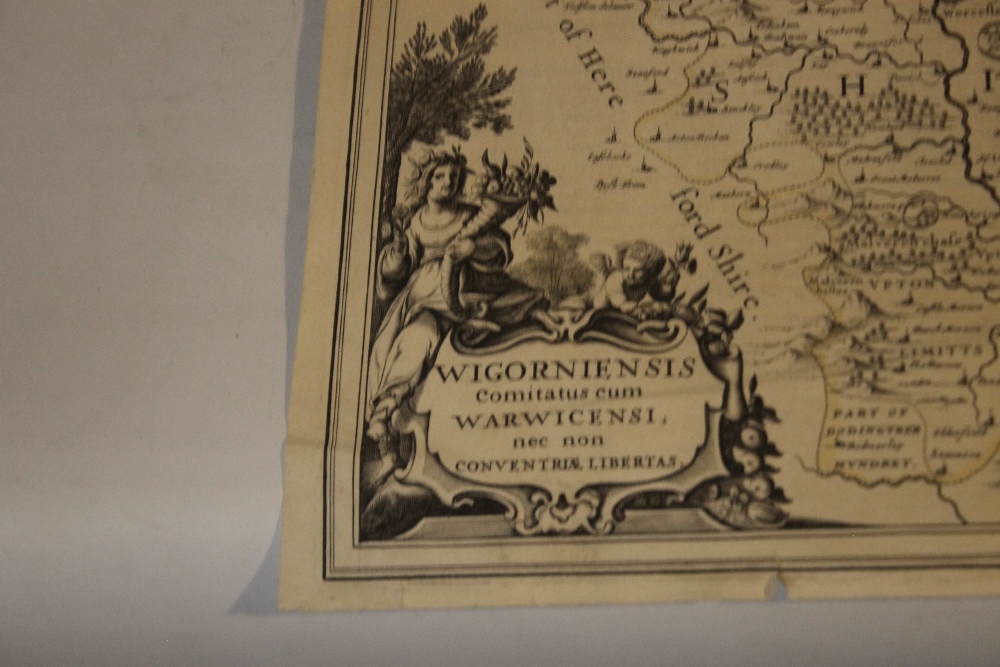 JAN JANSSON MAP OF WARWICKSHIRE AND WORCESTERSHIRE, c.1647, German text on back, uncoloured, - Image 2 of 10