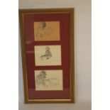 A FRAMED SET OF THREE LOWRY REPRODUCTION SKETCHES