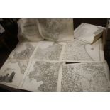 HENRY TEESDALE LARGE SCALE MAP OF YORKSHIRE, 1828, in 9 large separate sections on paper with a view
