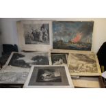 A TRAY OF UNFRAMED ENGRAVINGS ETC., various artists and subjects to include Rossini, Vincenzo