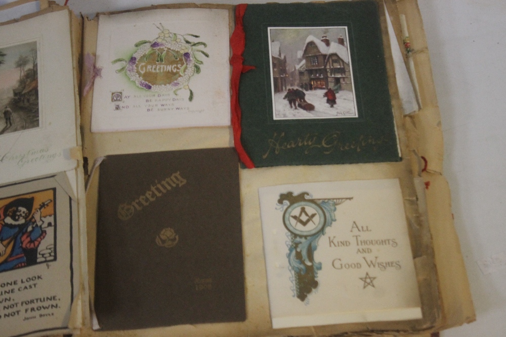 AN EDWARDIAN SCRAP BOOK CONTAINING A COLLECTION OF GREETINGS CARDS, to include various dated - Image 9 of 10