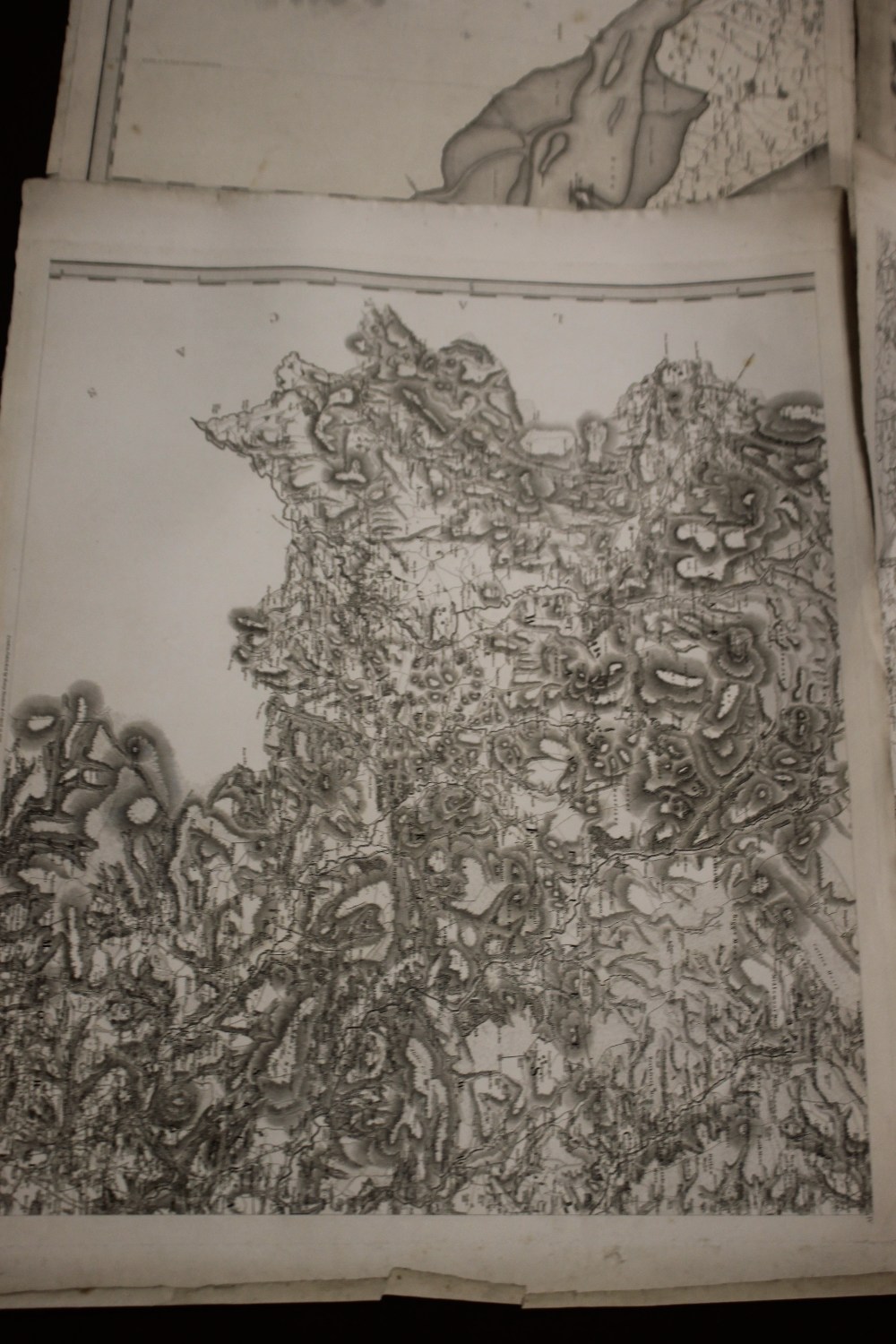 HENRY TEESDALE LARGE SCALE MAP OF YORKSHIRE, 1828, in 9 large separate sections on paper with a view - Image 7 of 10