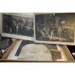 A TRAY OF UNFRAMED ENGRAVINGS ETC. various artists and subjects to include Corregio, D. Teniers,