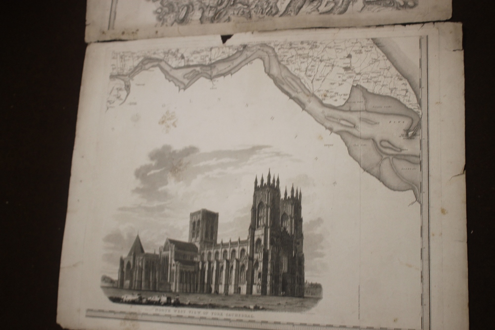 HENRY TEESDALE LARGE SCALE MAP OF YORKSHIRE, 1828, in 9 large separate sections on paper with a view - Image 8 of 10