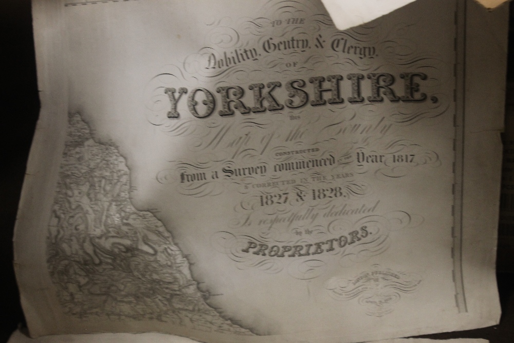 HENRY TEESDALE LARGE SCALE MAP OF YORKSHIRE, 1828, in 9 large separate sections on paper with a view - Image 10 of 10