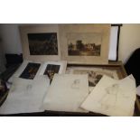 A TRAY OF UNFRAMED ENGRAVINGS AND PRINTS ETC, various artists and subjects to include Titianus, S.