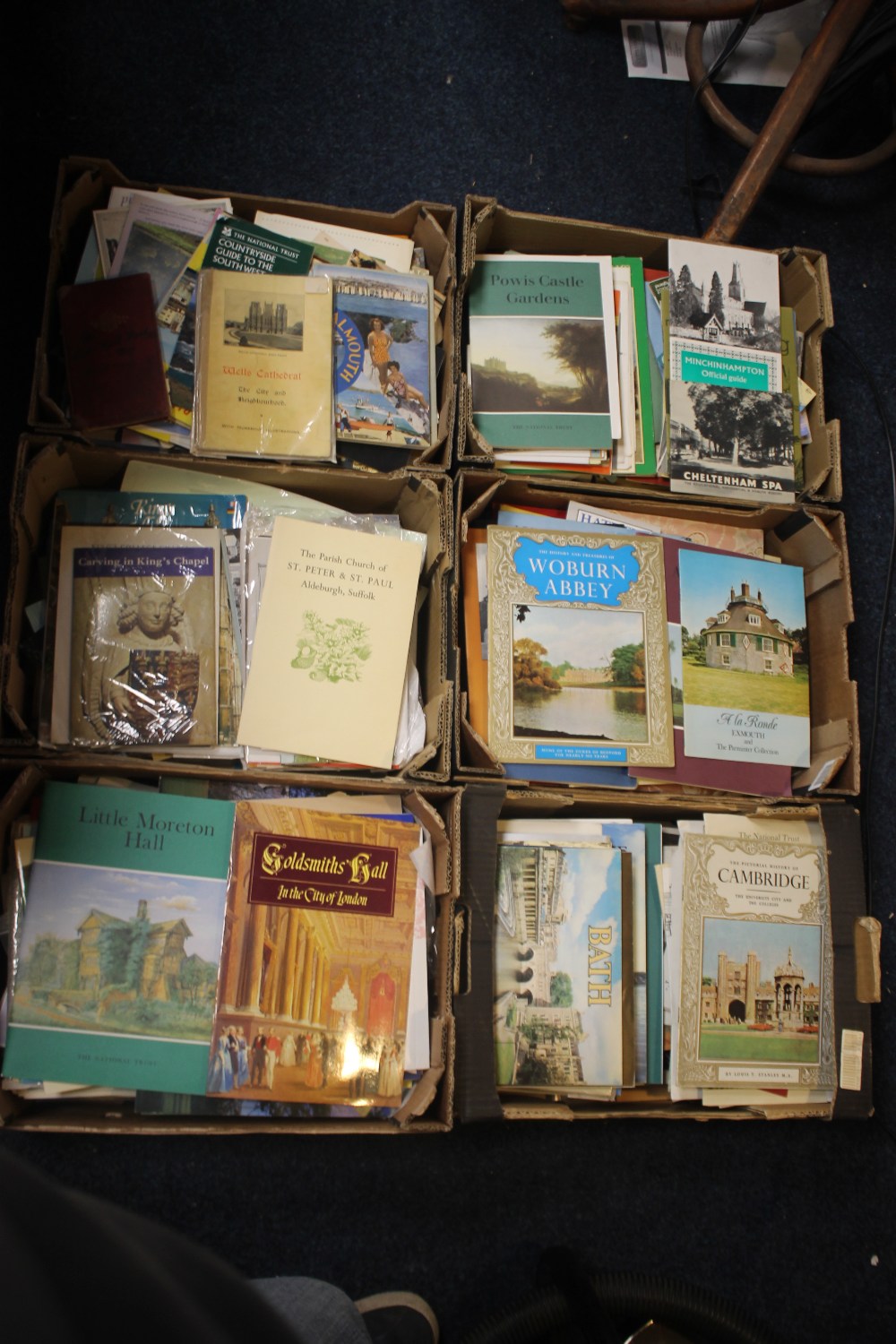 SIX BOXES OF COUNTRY HOUSE GUIDES, CASTLES, CATHEDRALS ETC.