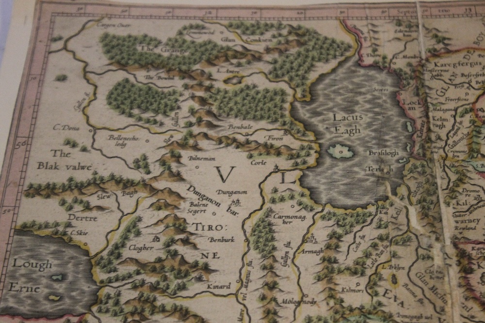 MERCATOR MAP OF EASTERN IRELAND, c.1600, later hand colour, French text on reverse, A/F - Image 5 of 7