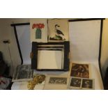 A SMALL TRAY OF UNFRAMED ENGRAVINGS AND PRINTS ETC VARIOUS ARTISTS AND SUBJECTS,