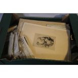 A BOX OF MISCELLANEOUS PRINTS, ENGRAVINGS AND EPHEMERA, mainly topographical subjects