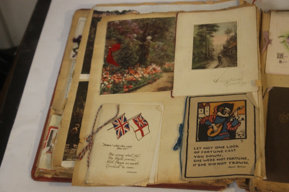 AN EDWARDIAN SCRAP BOOK CONTAINING A COLLECTION OF GREETINGS CARDS, to include various dated - Image 8 of 10