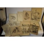 A SMALL GROUP OF 19TH CENTURY DRAWINGS IN PENCILS AND IN INKS