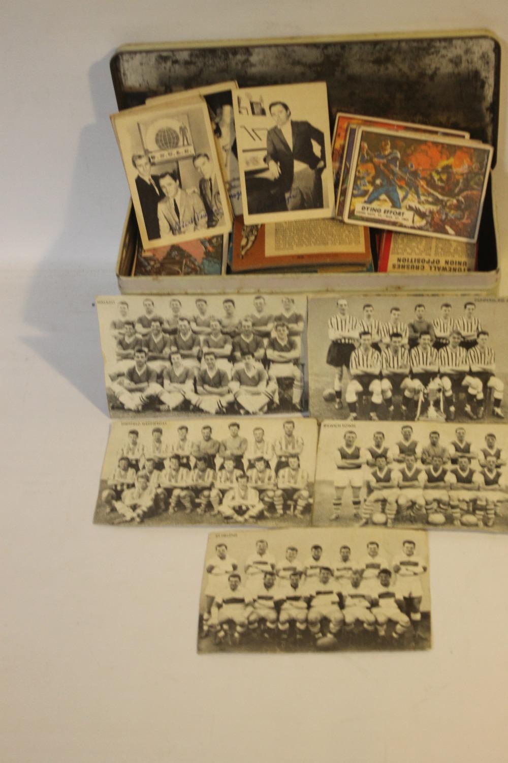 A TIN OF A A AND B C TRADE CARDS VARIOUS TYPES, to include football, American Civil War etc