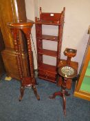 A MODERN TORCHERE, SMALL BOOKCASE AND TWO SMOKERS STANDS (4)