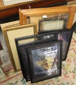 A COLLECTION OF VINTAGE AND MODERN PICTURE FRAMES TO INCLUDE EBONISED AND PINE FRAMES, TOGETHER WITH