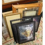 A COLLECTION OF VINTAGE AND MODERN PICTURE FRAMES TO INCLUDE EBONISED AND PINE FRAMES, TOGETHER WITH