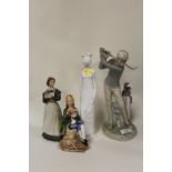 A LLADRO GOLFING FIGURE TOGETHER WITH A SPODE HENRIETTA FIGURE, A FRANKLIN PORCELAIN JO FROM
