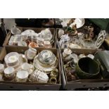 FOUR TRAYS OF ASSORTED CERAMICS AND CHINA TO INCLUDE DUCHESS CHINA, TEAWARE, ROYAL ALBERT ETC