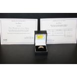 A HALLMARKED 14CT GOLD DIAMOND SET LACE EFFECT RING WITH CERTIFICATE FROM DANBURY MINT, RING SIZE N,