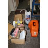 A QUANTITY OF ASSORTED TOOLS AND PARTS TO INCLUDE STIHL CHAINSAW BOX, MULTI SOCKETS, SPRAYER ETC