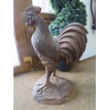 A LARGE CAST METAL FIGURE OF A COCKEREL H-68CM