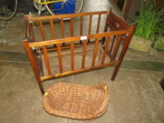 A RETRO DOLLS COT AND SMALL WICKER CRIB (2)