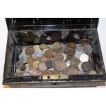 A TIN OF ASSORTED COINAGE