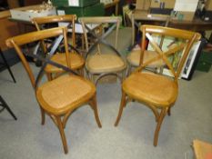 A HARLEQUIN SET OF FIVE BENTWOOD DINING CHAIRS A/F