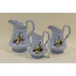 A SET OF THREE GRADUATED RIDGWAY & CO. CERAMIC JUGS, impressed to base, published by W Ridgway &