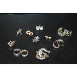 TEN PAIRS OF STERLING SILVER EARRINGS - 36.4G