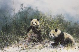 DAVID SHEPHERD - AN UNFRAMED SIGNED LIMITED EDITION PRINT ENTITLED THE PANDAS OF WOLONG 502/1500