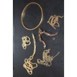 A SMALL BAG OF GOLD PLATED JEWELLERY ETC