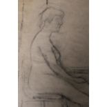 AN UNFRAMED PENCIL SKETCH OF A FEMALE NUDE SIGNED FRINK LOWER LEFT 37CM X 35.5CM