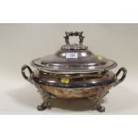 A VINTAGE SILVER PLATED TUREEN
