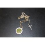 A SILVER IRELAND NECKLACE TOGETHER WITH A CROSS PENDANT AND SILVER CHAIN