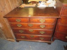 A 19TH CENTURY OAK FIVE DRAWER CHEST W-105 CM