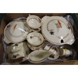 A TRAY OF ART DECO CROWN DUCAL CHINA TO INCLUDE TUREENS, CUPS AND SAUCERS ETC.