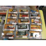 A COLLECTION OF BOXED DIECAST CORGI BUSES, COACHES AND VANS