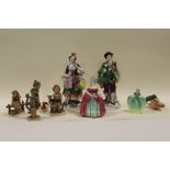 A COLLECTION OF ASSORTED FIGURES TO INCLUDE A PAIR OF FIGURES WITH GOLD ANCHOR BACKSTAMPS - DAMAGED,