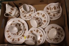 A PARAGON FLAMENCO PATTERN PART TEA SET TO INCLUDE A SET OF SIX CUP SAUCER AND SIDE PLATE TRIOS