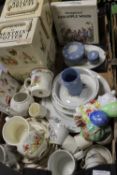 A BOX OF PETER RABBIT AND BUNNYKINS RELATED COLLECTABLES TO INC PETER RABBIT WEDGWOOD JASPERWARE,